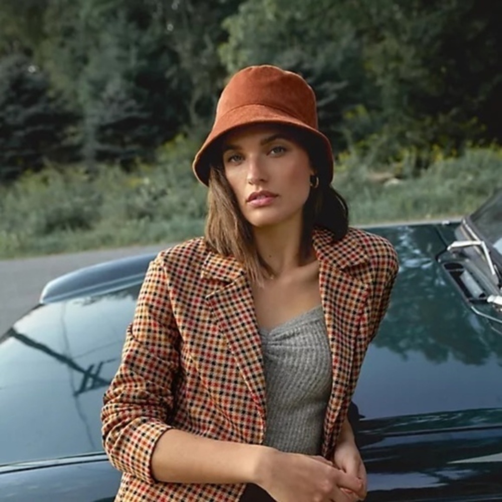 Anthropologie Brown Corduroy Bucket Hat